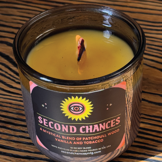 Recycled Glass Candle- Patchouli + Tobacco