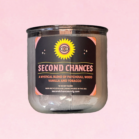 Recycled Glass Candle- Patchouli + Tobacco
